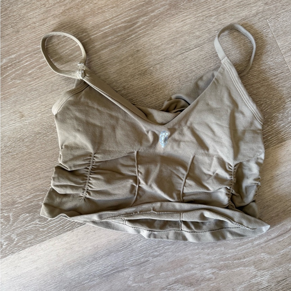 Tan Ruched Crop Top